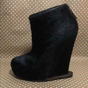 Bcbg pony hair wedge booties